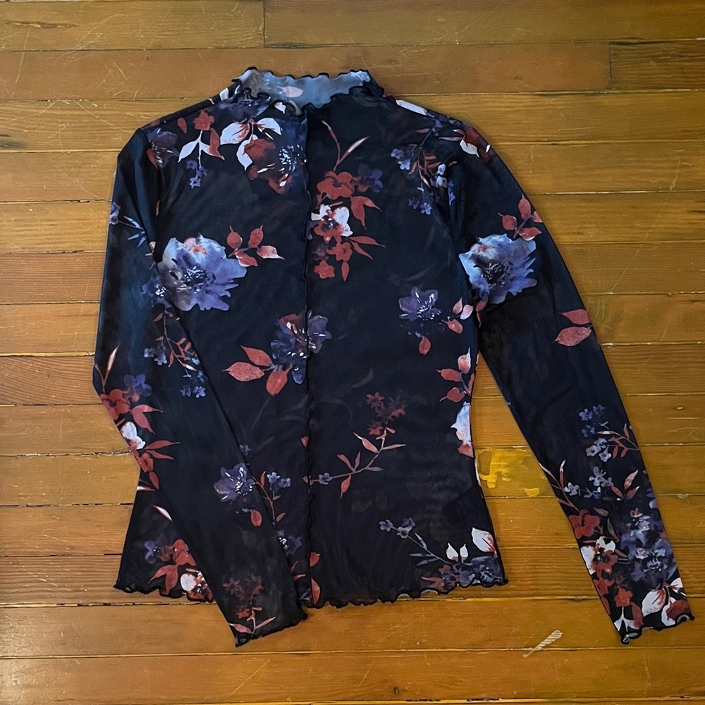 RW&CO Floral Mesh Shirt